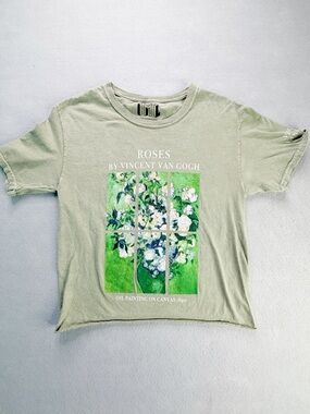 IML Women's Sage Green Vincent Van Gogh Crew Neck Short Sleeve Tee Size Small